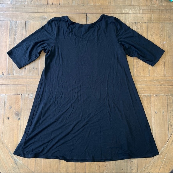 Eileen Fisher Tunic Medium Black Swing Scoop Neck Short Sleeve Preppy Casual - Picture 4 of 7